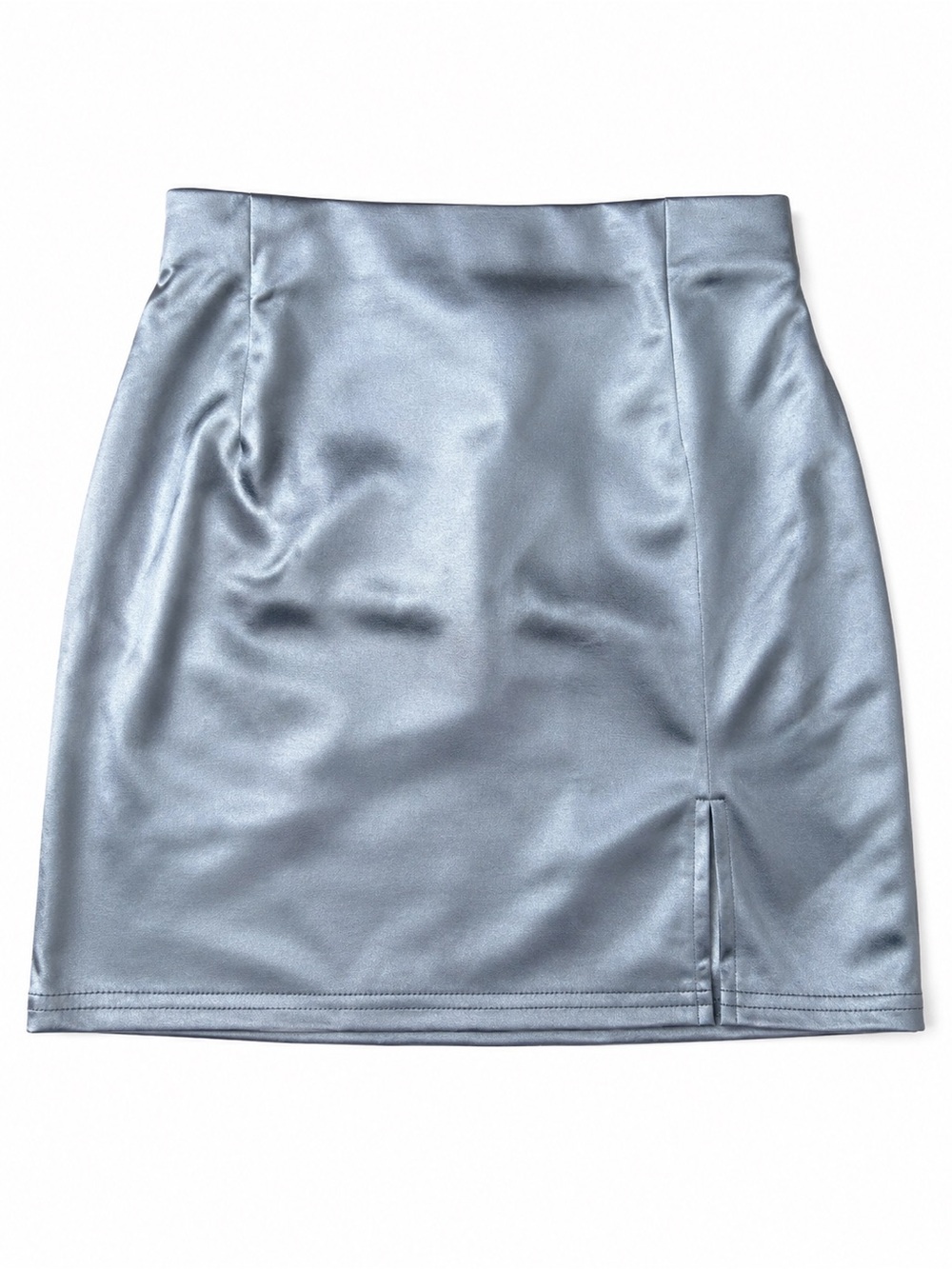 Satin Metallic Blue Mini Skirt